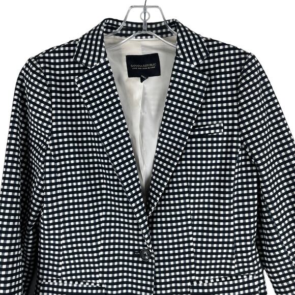 Banana Republic Long and Lean Blazer Jacket Gingham Size 2 - Picture 4 of 9